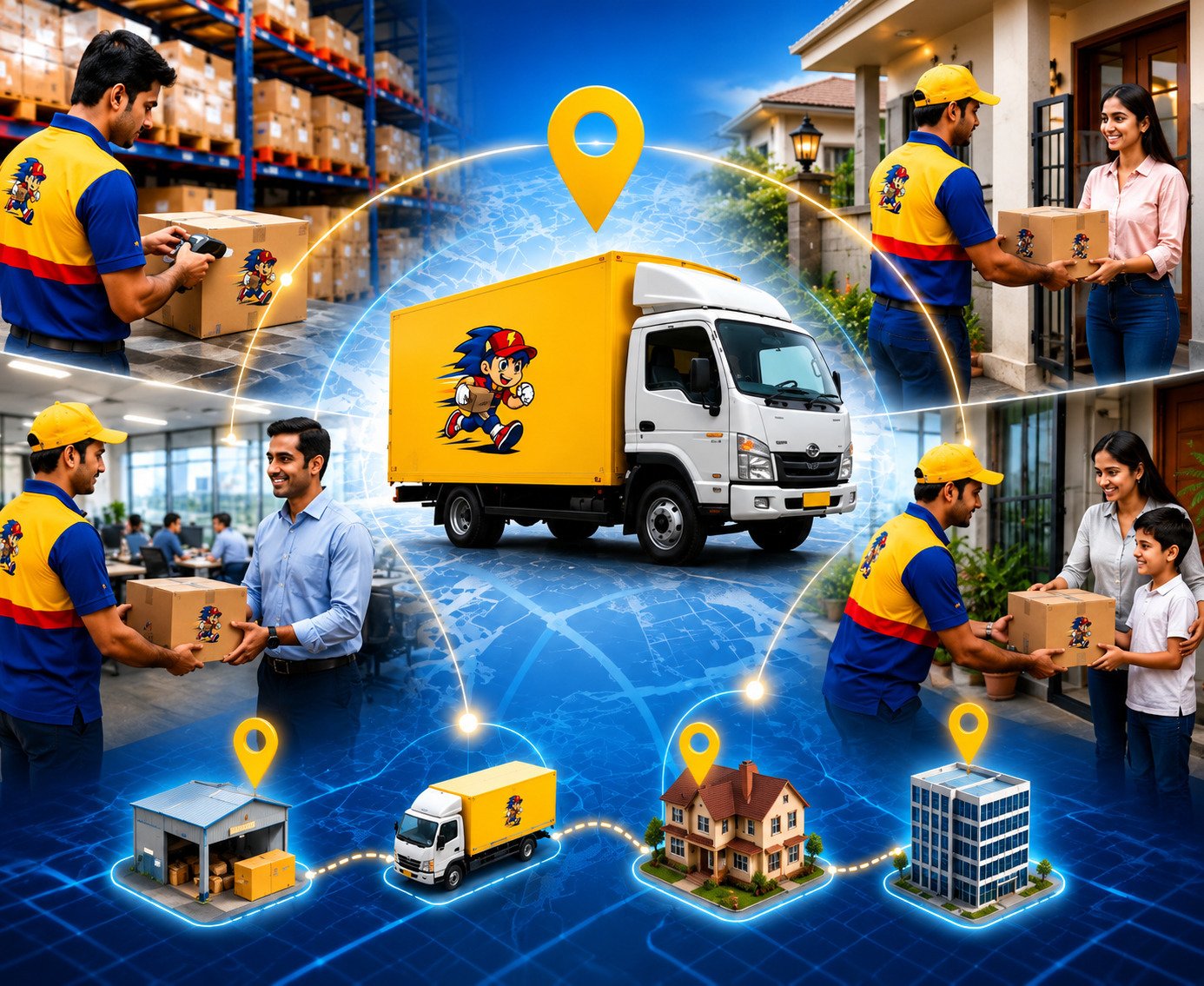 Courier carefully handling a secured express parcel